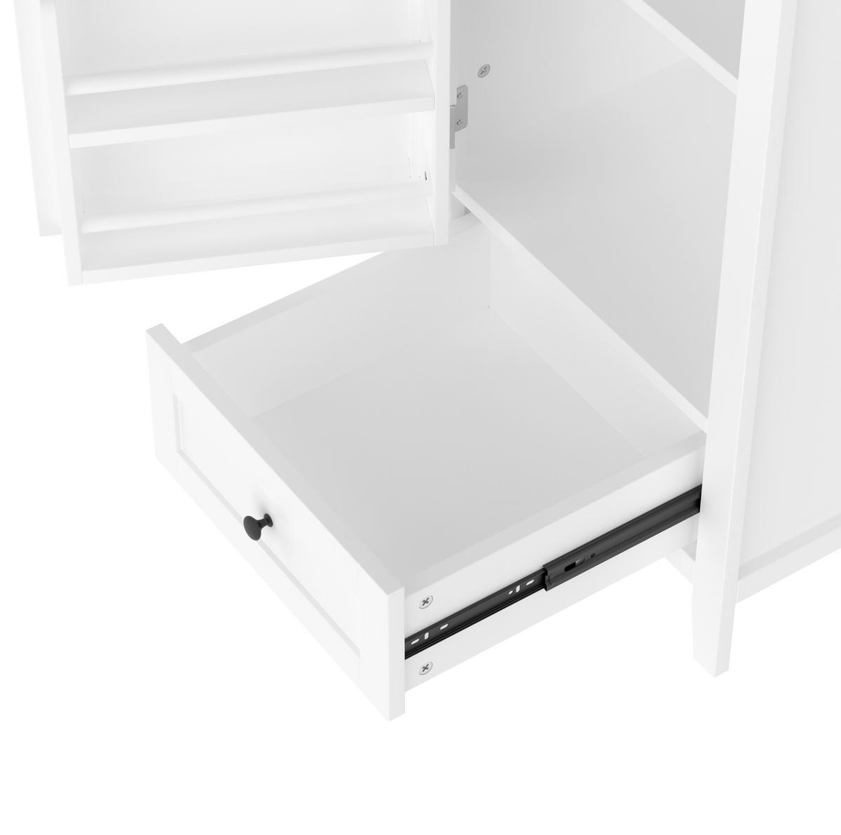WASCHTISCHKOMBI 51/46/85 cm Weiß aus Keramik und MDF mit verstellbarem Regal - Weiß, Holzwerkstoff (51/85/46cm) - OKMYHOME