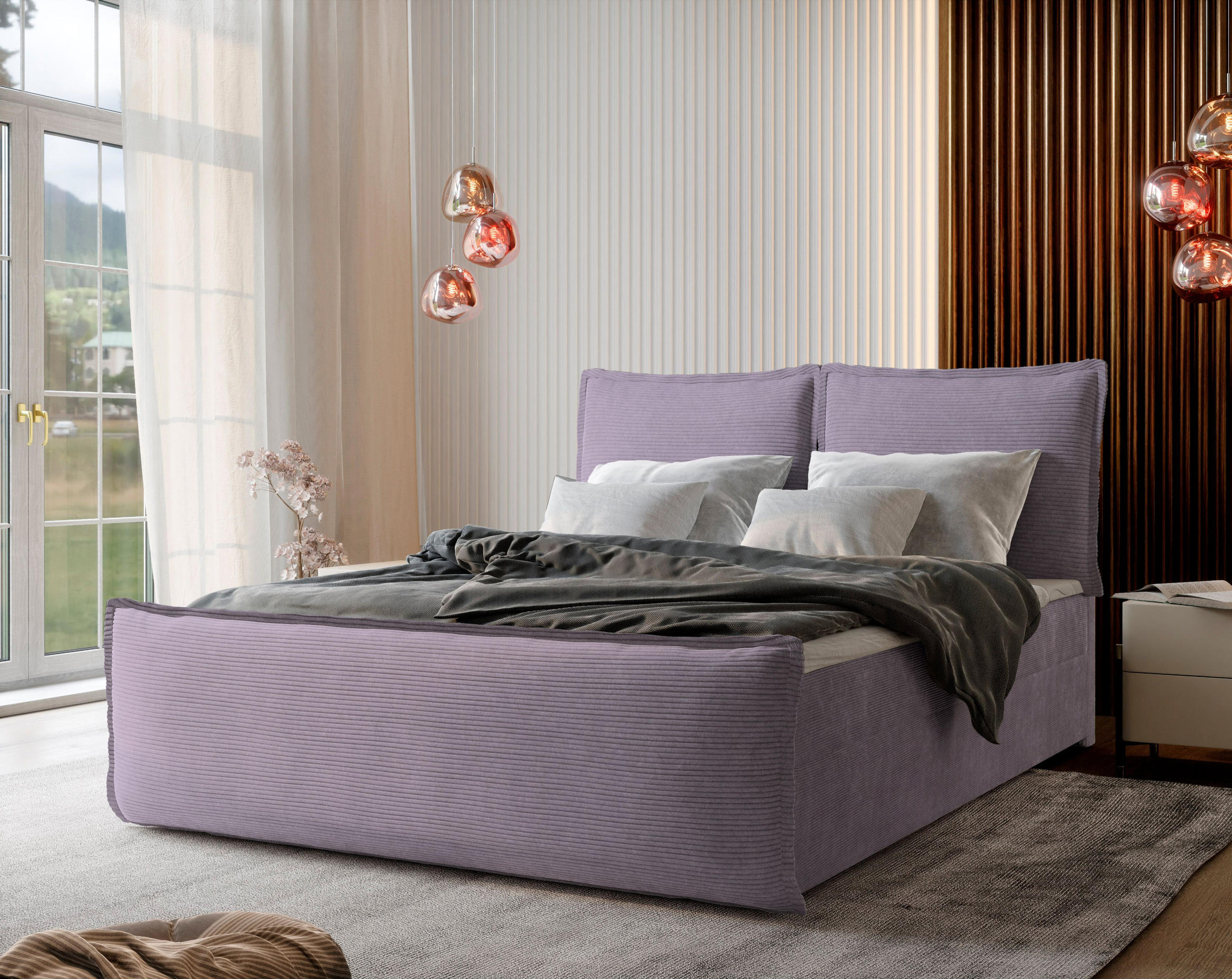 BOXBETT MONTA 140x200 cm mit Matratze und Topper - Rosa - Rosa, Holz (140/200cm) - MASSENO