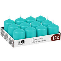 STUMPENKERZEN Ø4xH6 cm Türkis 12er-Pack - Türkis, Naturmaterialien (4/6cm)