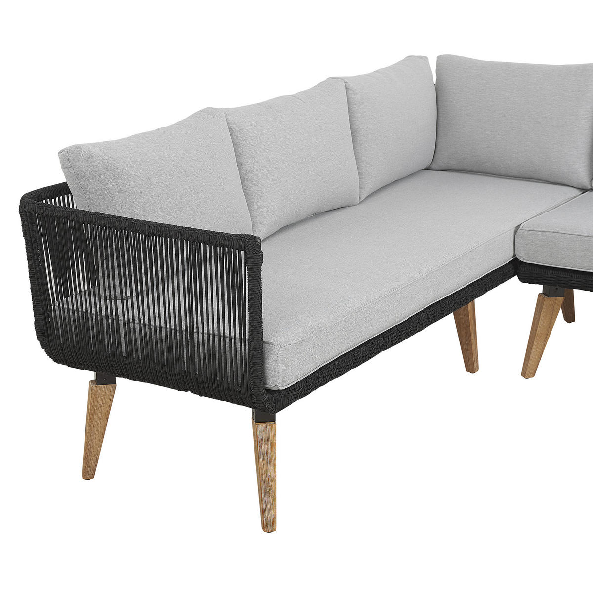 LOUNGE-SET 5-Sitzer Akazienholz Schwarz Alcamo - Schwarz, Holz - Beliani