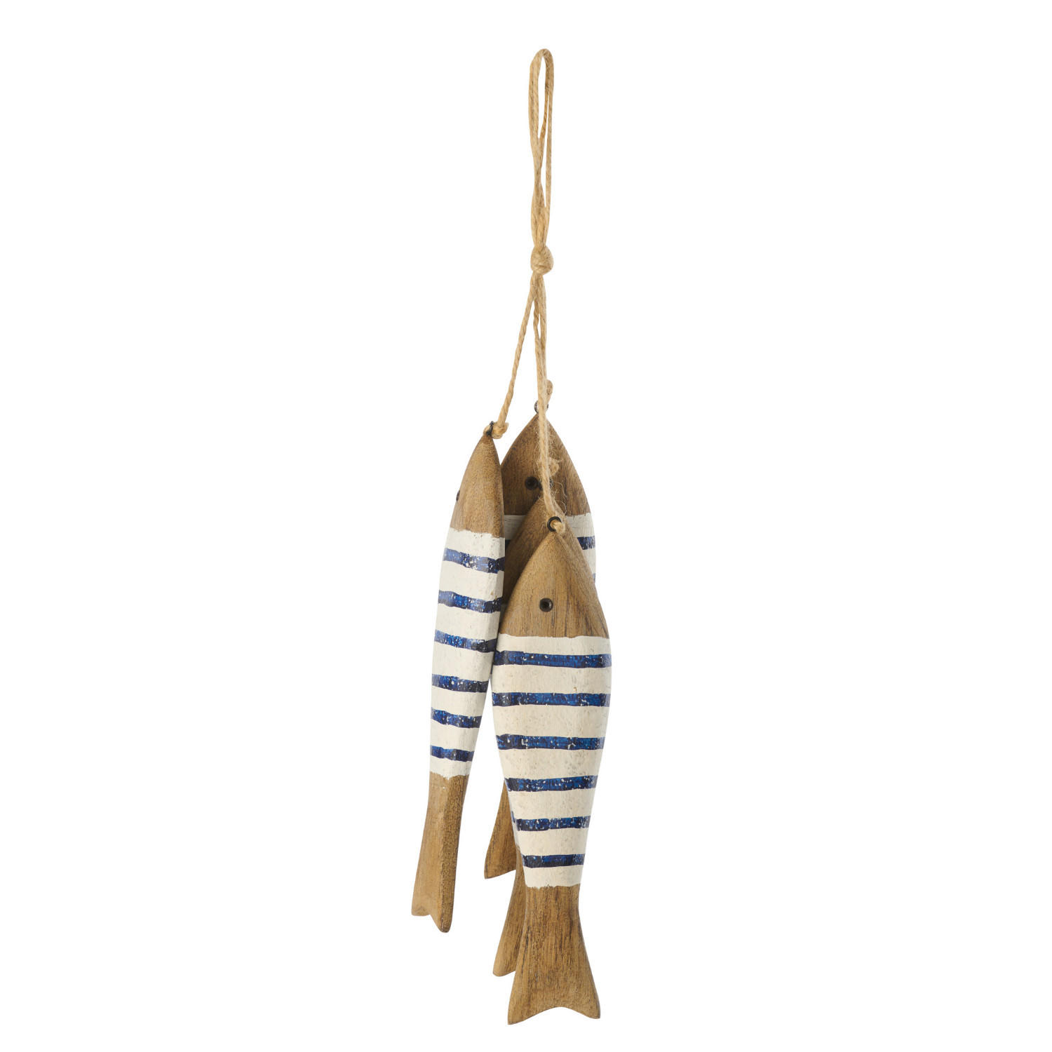 AUFHÄNGER 4 FISCHE - Blau, Holz (5/2/32cm) - J-Line