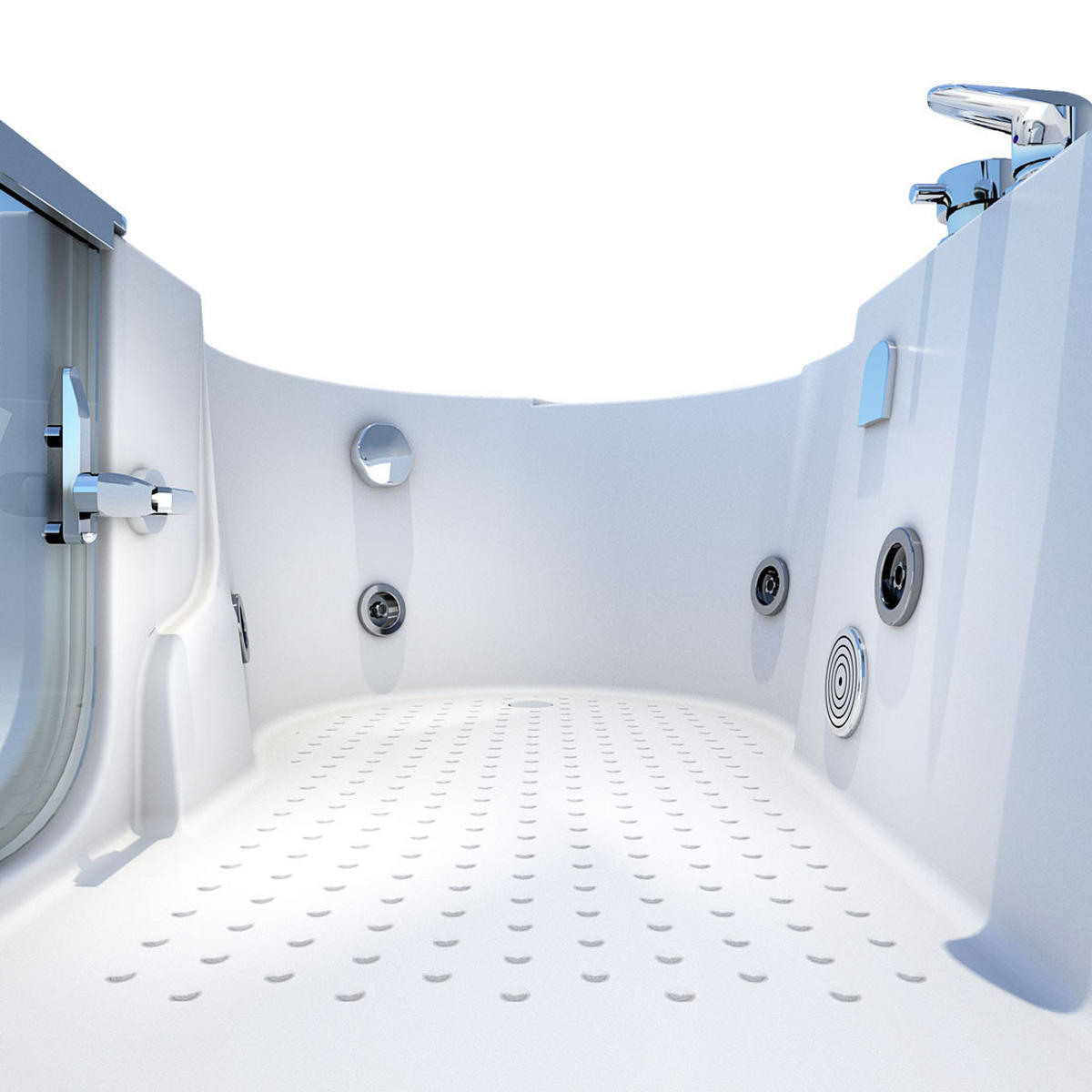 SENIORENWANNE mit Tür S12-EH-WP-R - Weiß, Glas/Kunststoff (170/60/85cm) - AcquaVapore by Sandra Jentho