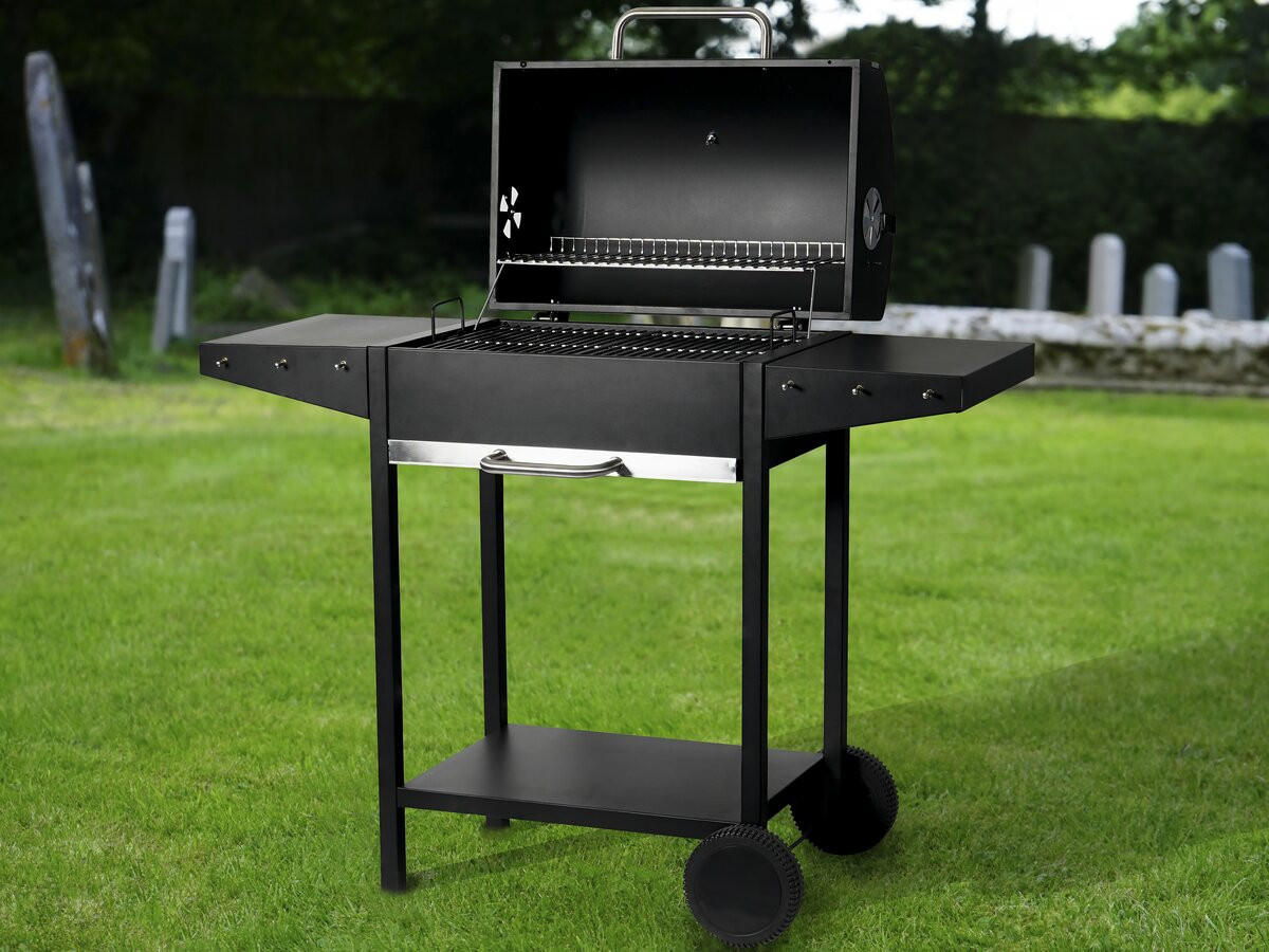 HOLZKOHLENGRILL bizon Schwarz - Schwarz, Metall (50/101/119cm) - Habitat Garten