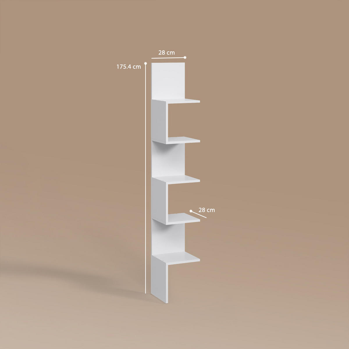 ECKREGAL Paolo Weiß 28 x 175.4 cm mit 5 Fächern - Weiß, Holzwerkstoff (28/175.4/28cm) - Vicco