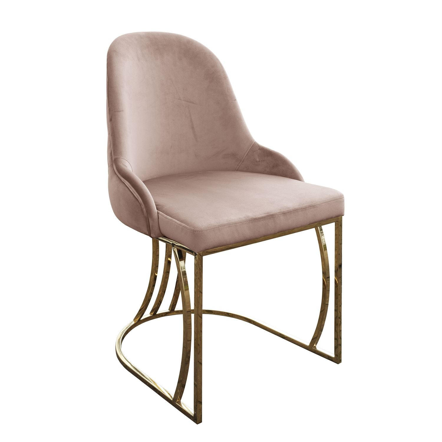 STUHL SOPHIE PIK - Beige/Goldfarben, Textil (51/90/60cm) - Lookway