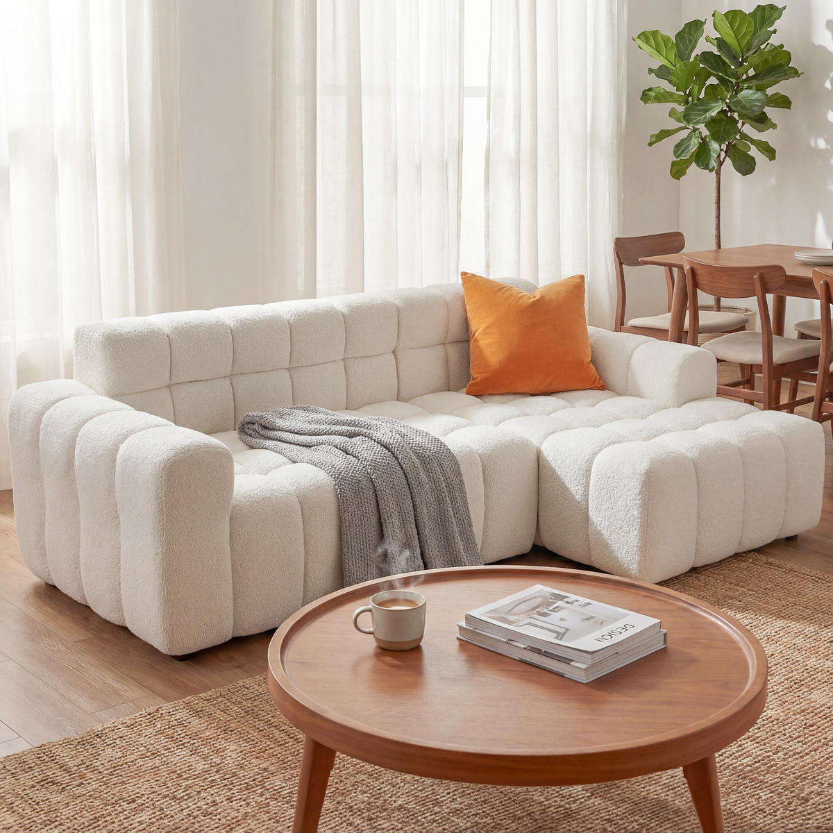 ECKSOFA 249,9/99/59,9 cm Weiß Modulares Sofa L-Form - Weiß, Textil (249.9/99cm) - OKWISH
