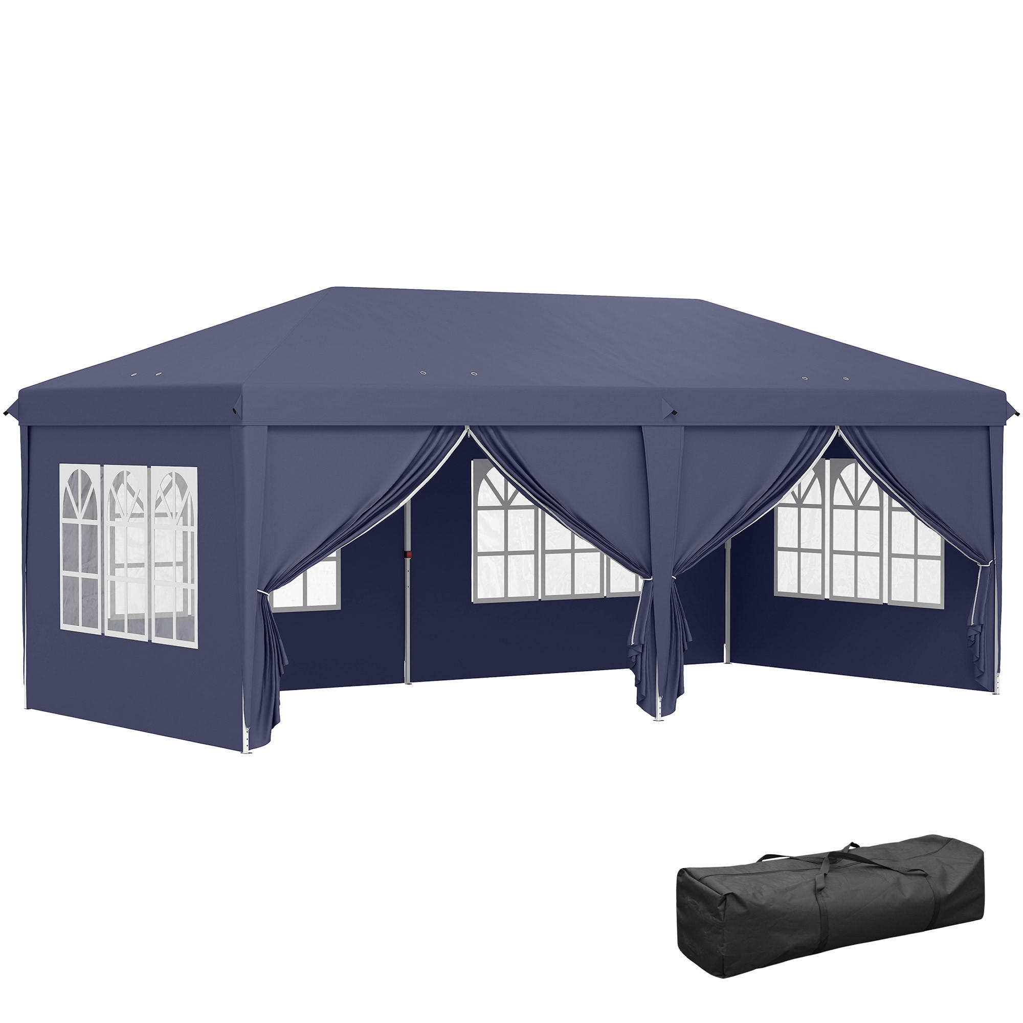 FALTPAVILLON, Khaki, Stahl, Oxford-Gewebe - Blau, Metall (295/270/585cm) - Outsunny
