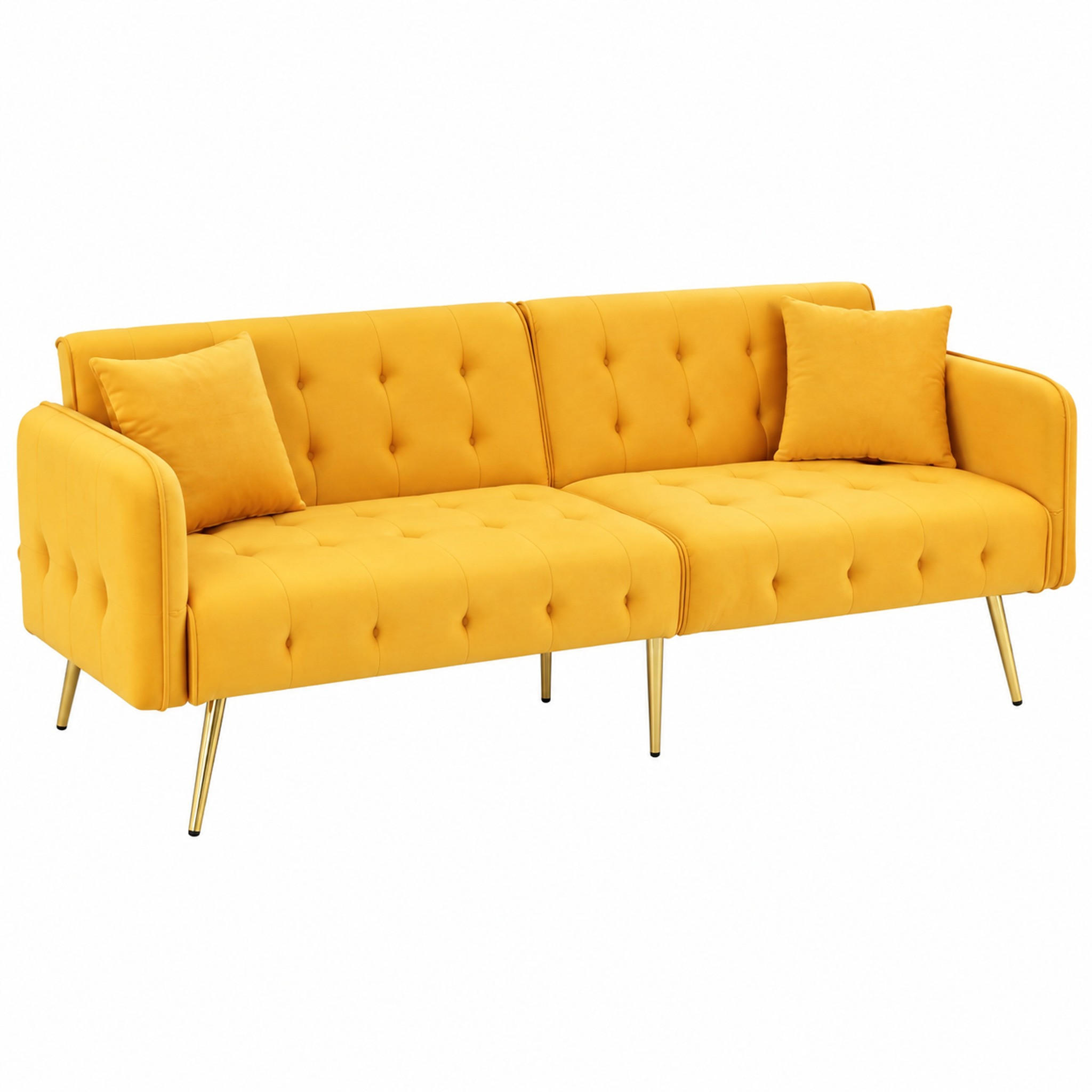 SOFABETT 2-in-1 mit Schlaffunktion 215 x 81,5 cm Velours Yellow - Gelb, Kunststoff (178/70/82cm) - Meubliv