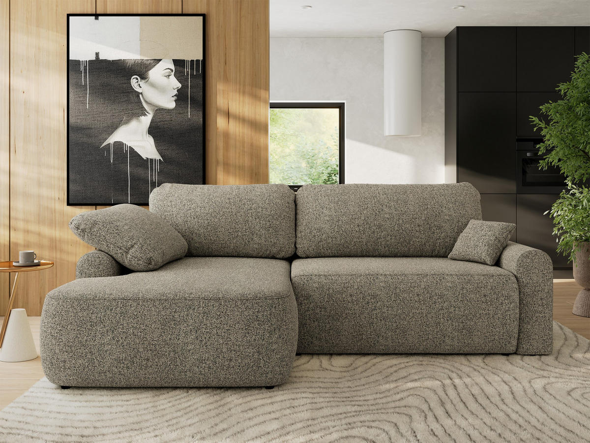 ECKSCHLAFSOFA CUBO L Grau Struktur - links - Schwarz/Grau, Kunststoff/Textil (273/187cm) - MKS