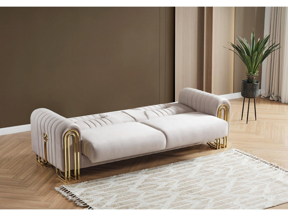 SITZGARNITUR Bogota, Beige Stellvariante 3+2+1 - Beige, Holzwerkstoff/Metall (240/87/98cm)