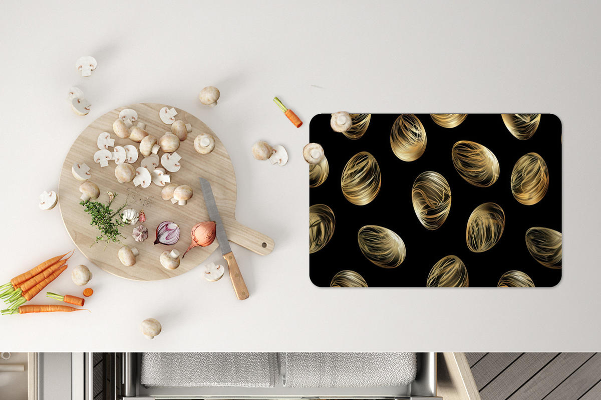 PLATZSETS 6er-Set Eier - Gold - Muster Placemats 45x30 cm - Schwarz, Kunststoff (0.3/45/30cm) - MuchoWow