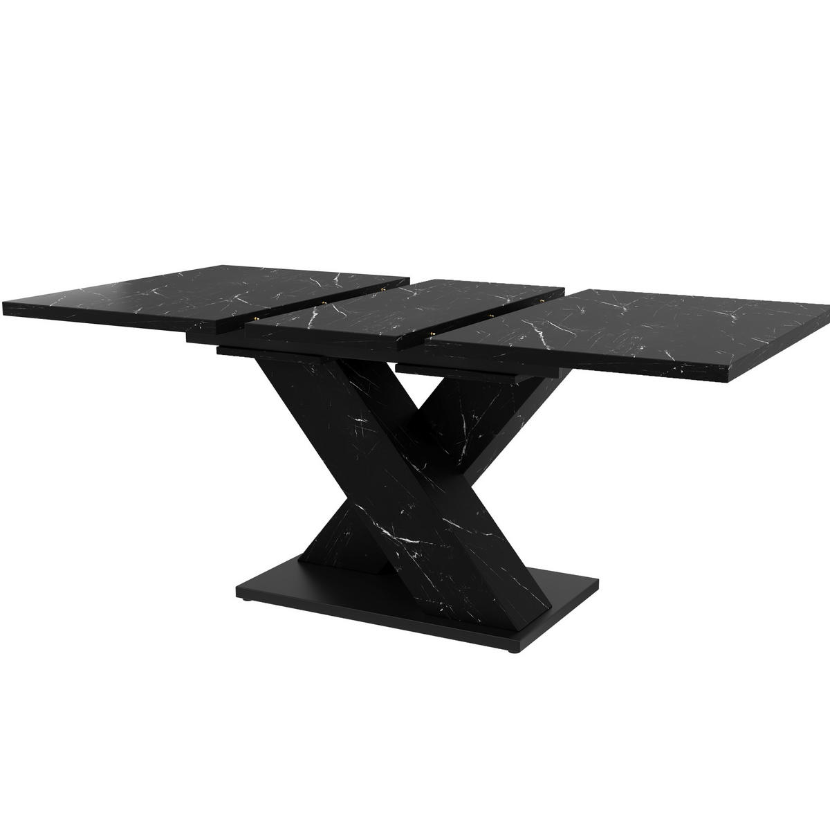 BLAGOVAONSKI stol 119,5(158,5)/80/75 cm crni od MDF-a na izvlačenje s X postoljem - crna, drvni materijal (119/80/75cm) - OKWISH