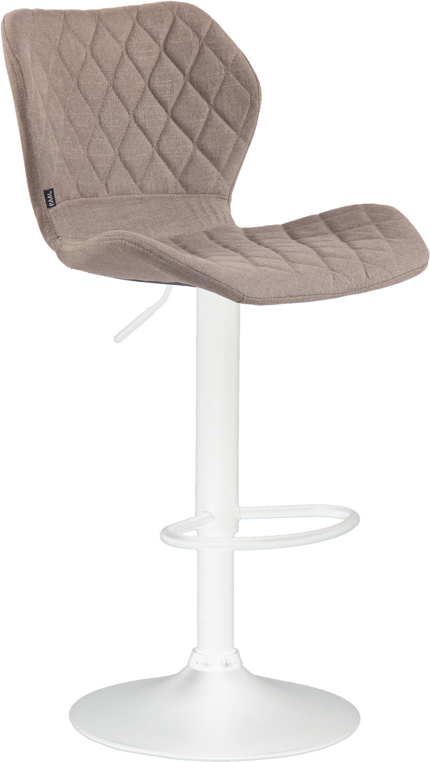 BARHOCKER Cora, Gestell weiß, Stoff Taupe - Taupe/Weiß, Textil/Metall (47/100/51cm) - TPFLiving