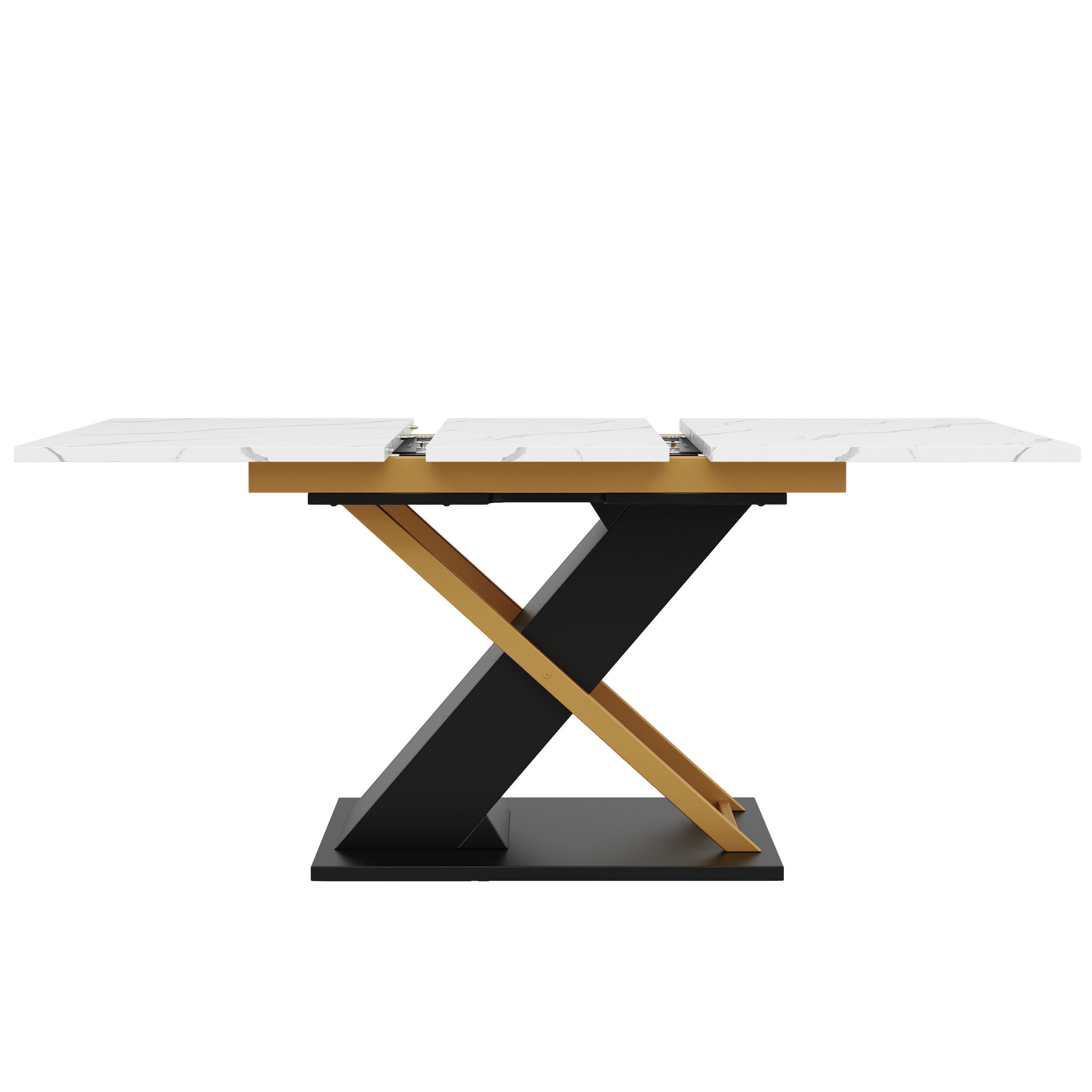 AUSZIEHTISCH Marmoroptik Schwarz/Goldfarben 120-160/80/75.4 cm - Schwarz, Holz (80/160/75.4cm) - PANGIVO