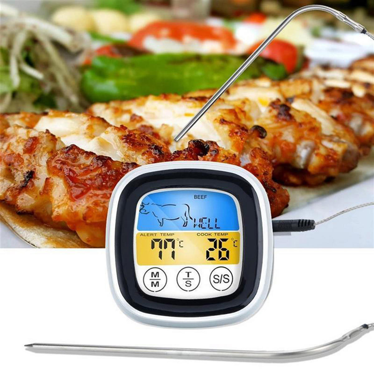 GRILLTHERMOMETER mit Timer - Weiß, Kunststoff - Intirilife