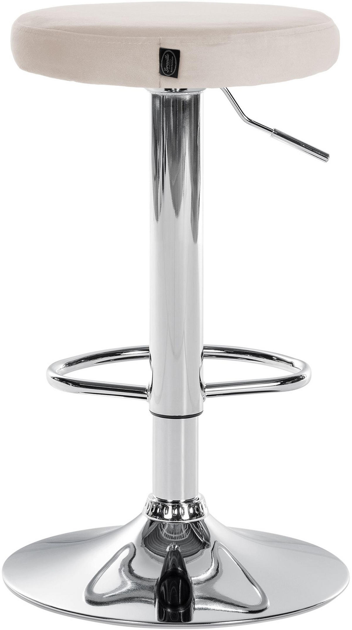 BARHOCKER 2er Set Pontius Samt chrom creme - Chromfarben/Naturfarben, Textil/Metall (38.5/81/38.5cm) - TPFLiving