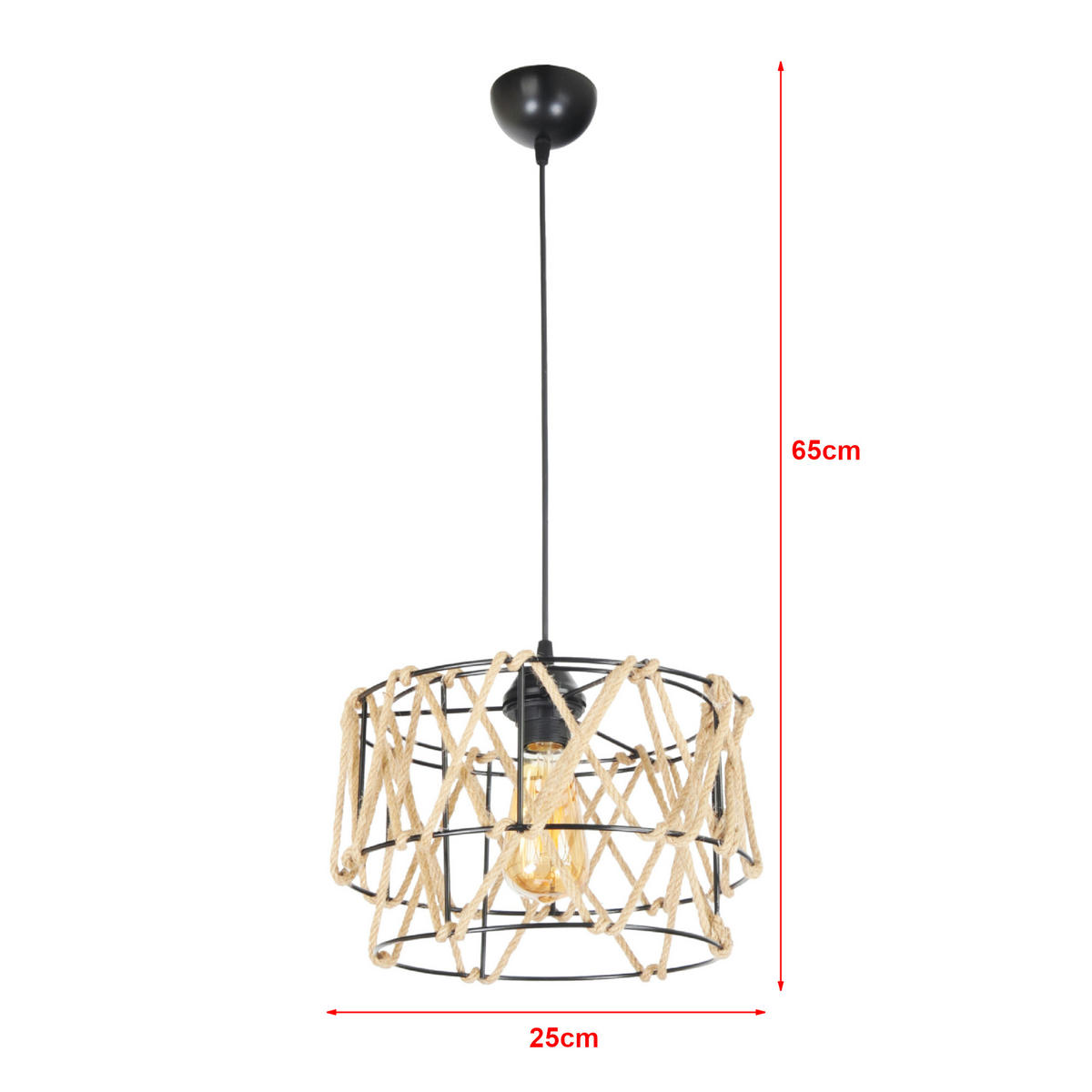 HÄNGELEUCHTE Maryport - Schwarz, Metall (25/25/65cm) - lux.pro