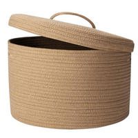 WÄSCHEKORB mit Deckel 32L Baumwollseil 40 x 25 cm - Braun, Naturmaterialien (40/25/40cm)