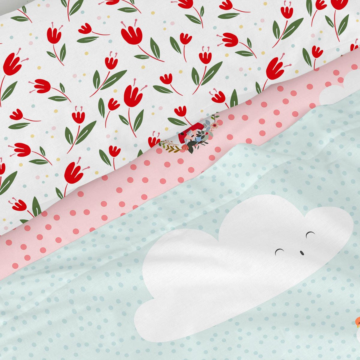 BETTWÄSCHE 2er-Set teiliges red riding hood 160x270 cm mehrfarbig - Multicolor, Textil (160/270cm) - Happy Friday