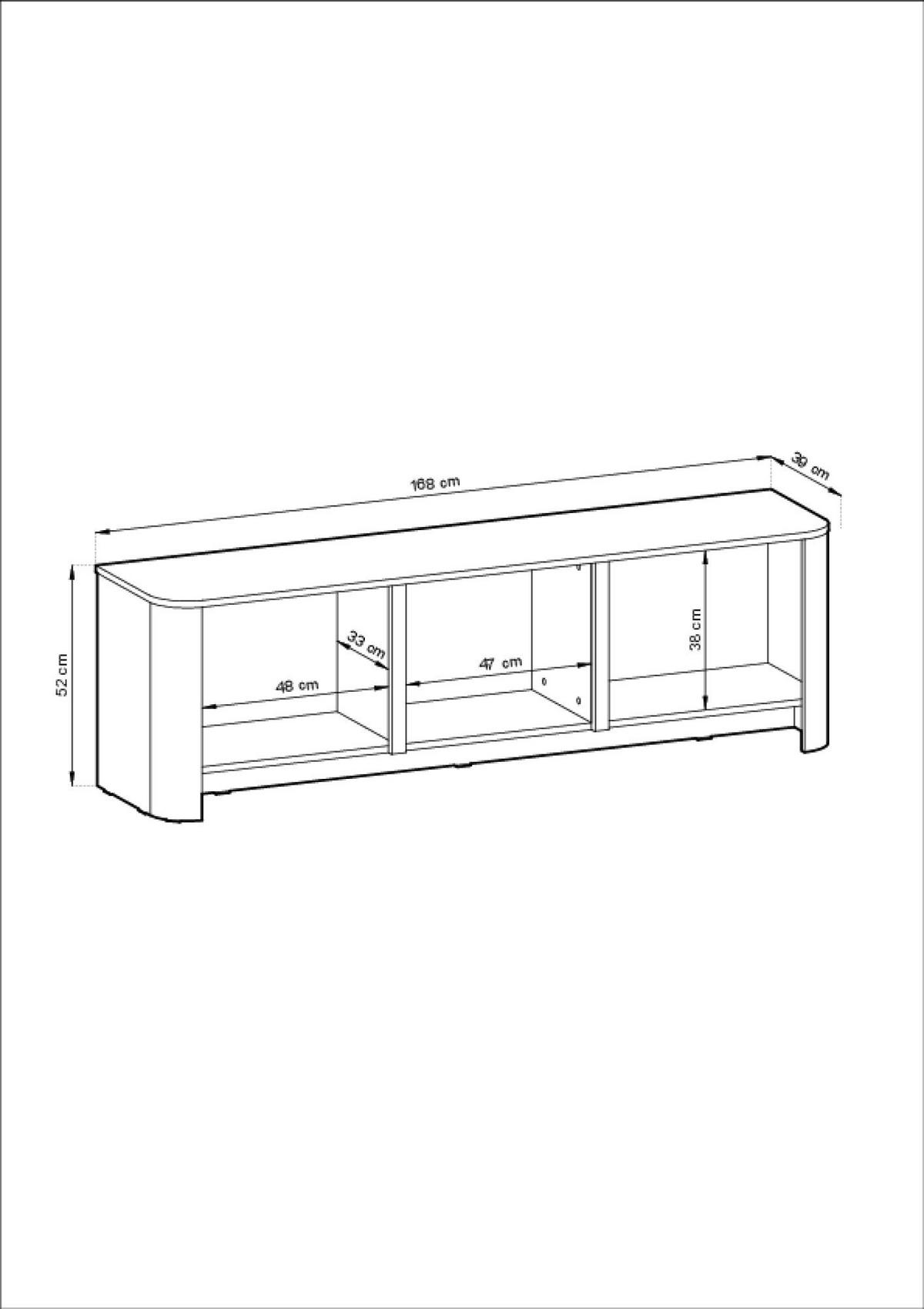 TV-LOWBOARD BARI Beige 168x39x52 cm - Beige, Holzwerkstoff (168/52/39cm) - FURNLUX