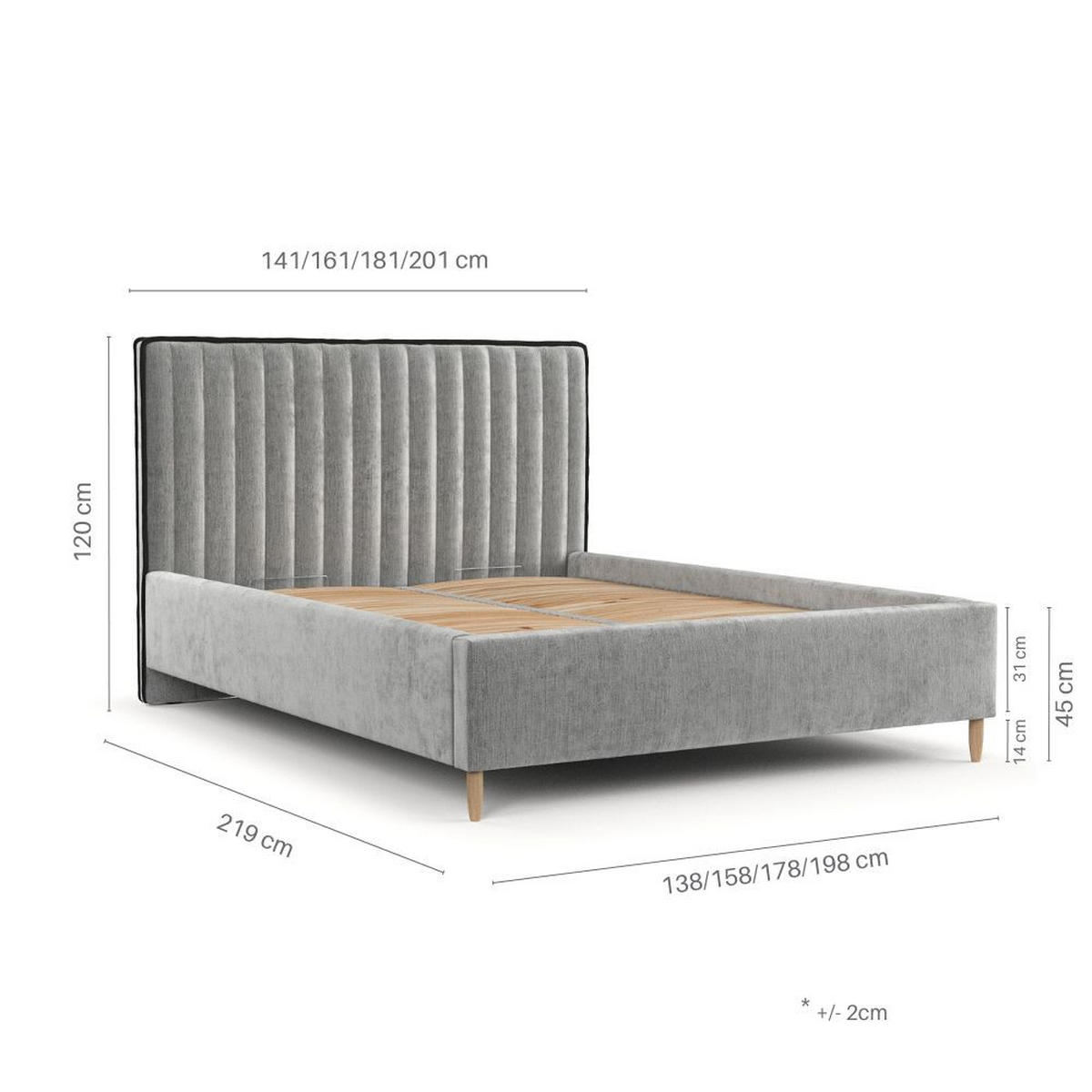 POLSTERBETT Aria 160/200 cm Hellbeige im Neve Stoff - Sandfarben/Naturfarben, Holz/Holzwerkstoff (160/200cm) - AltaBeds