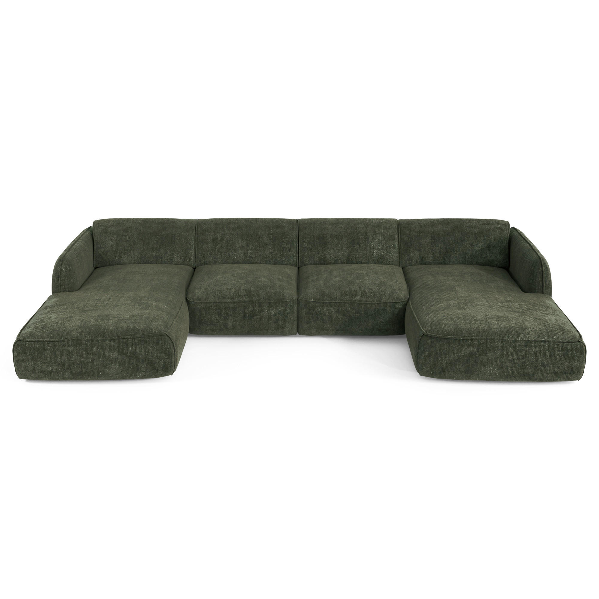 WOHNLANDSCHAFT Rastervelours Olivgrün 346cm - Olivgrün, Textil (346/76/166cm) - Sia Home