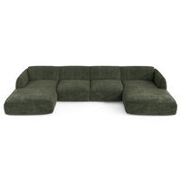 WOHNLANDSCHAFT Rastervelours Olivgrün 346cm - Olivgrün, Textil (346/76/166cm) - Sia Home