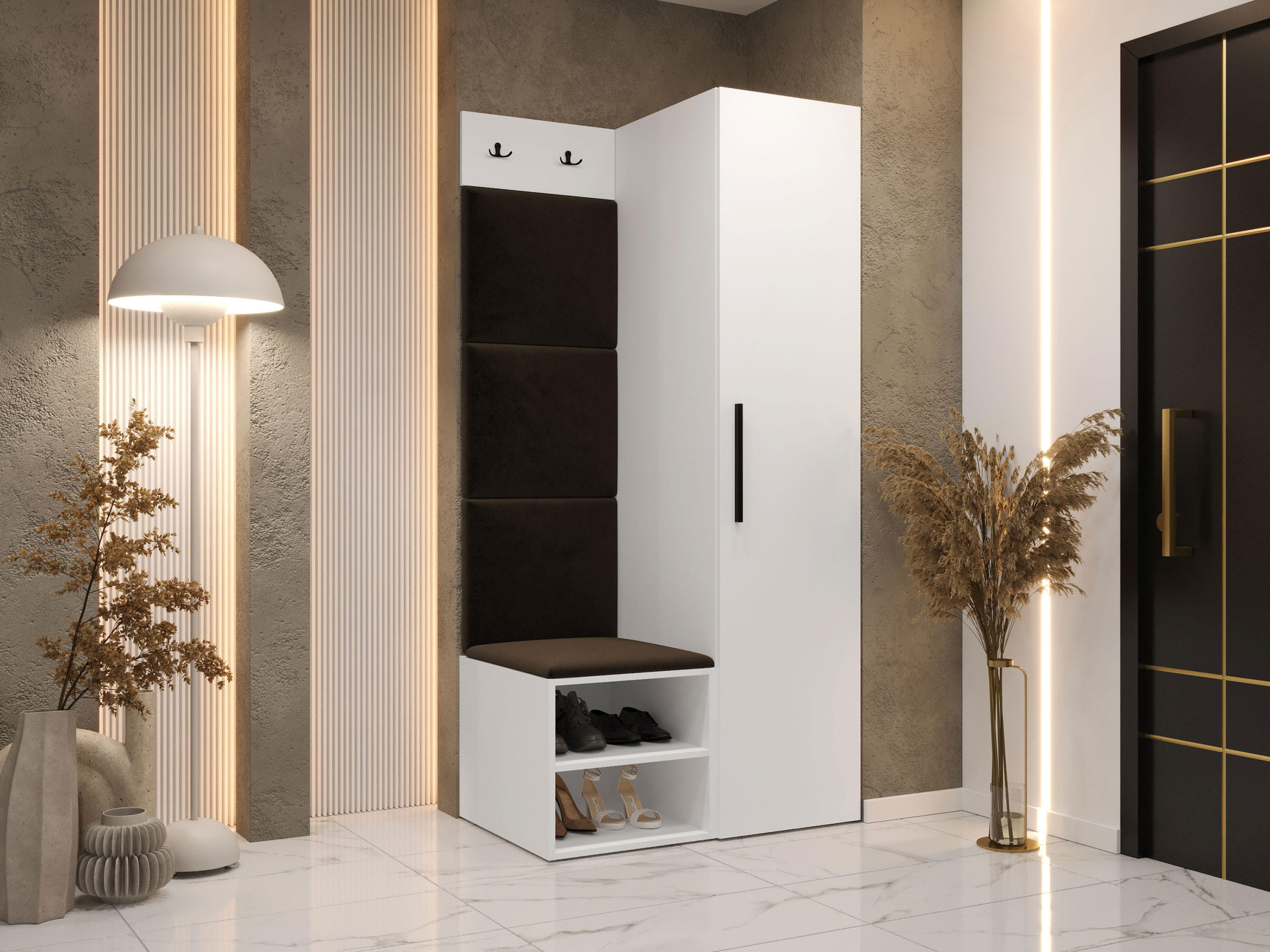 GARDEROBEN-SET Medi III - Schwarz/Braun, Holzwerkstoff/Kunststoff (40/191/50cm) - MIRJAN24