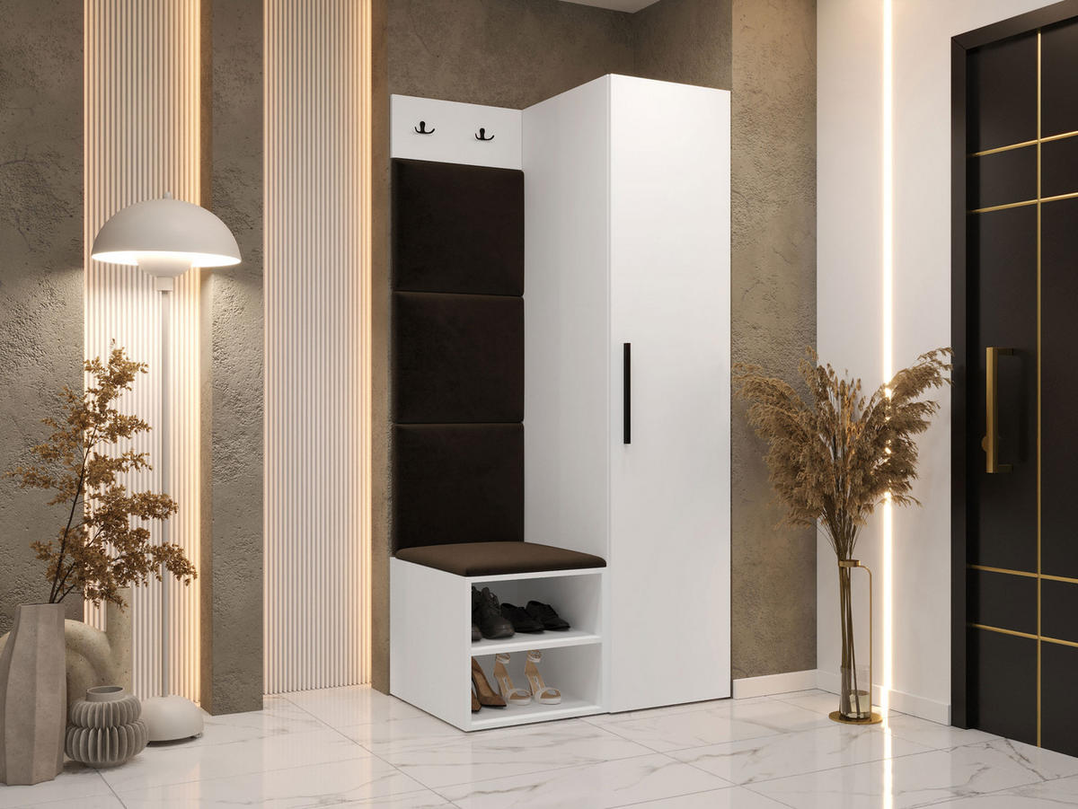 GARDEROBEN-SET Medi III - Schwarz/Braun, Holzwerkstoff/Kunststoff (40/191/50cm) - MIRJAN24