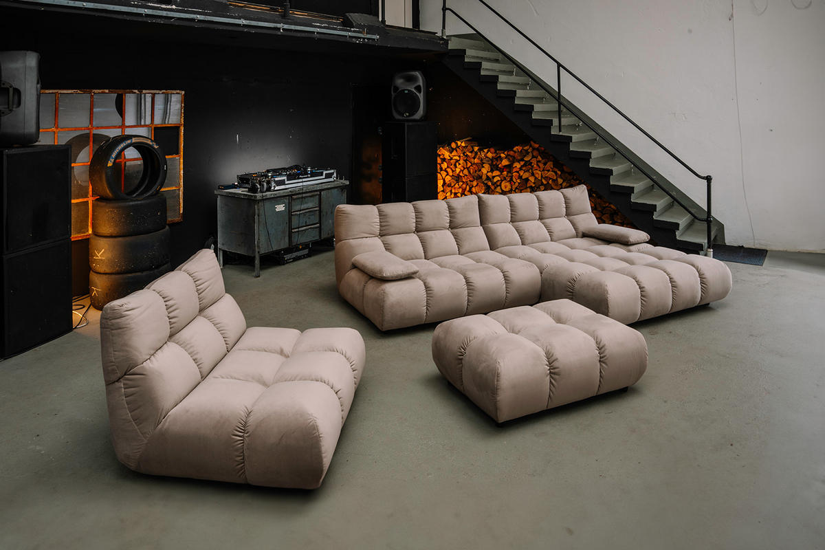 SITZGRUPPE VIVIEN 3ER SET Braun Velvet (1er-Set) - Dunkelbraun/Braun, Kunststoff/Textil (510/85/359cm) - KAWOLA