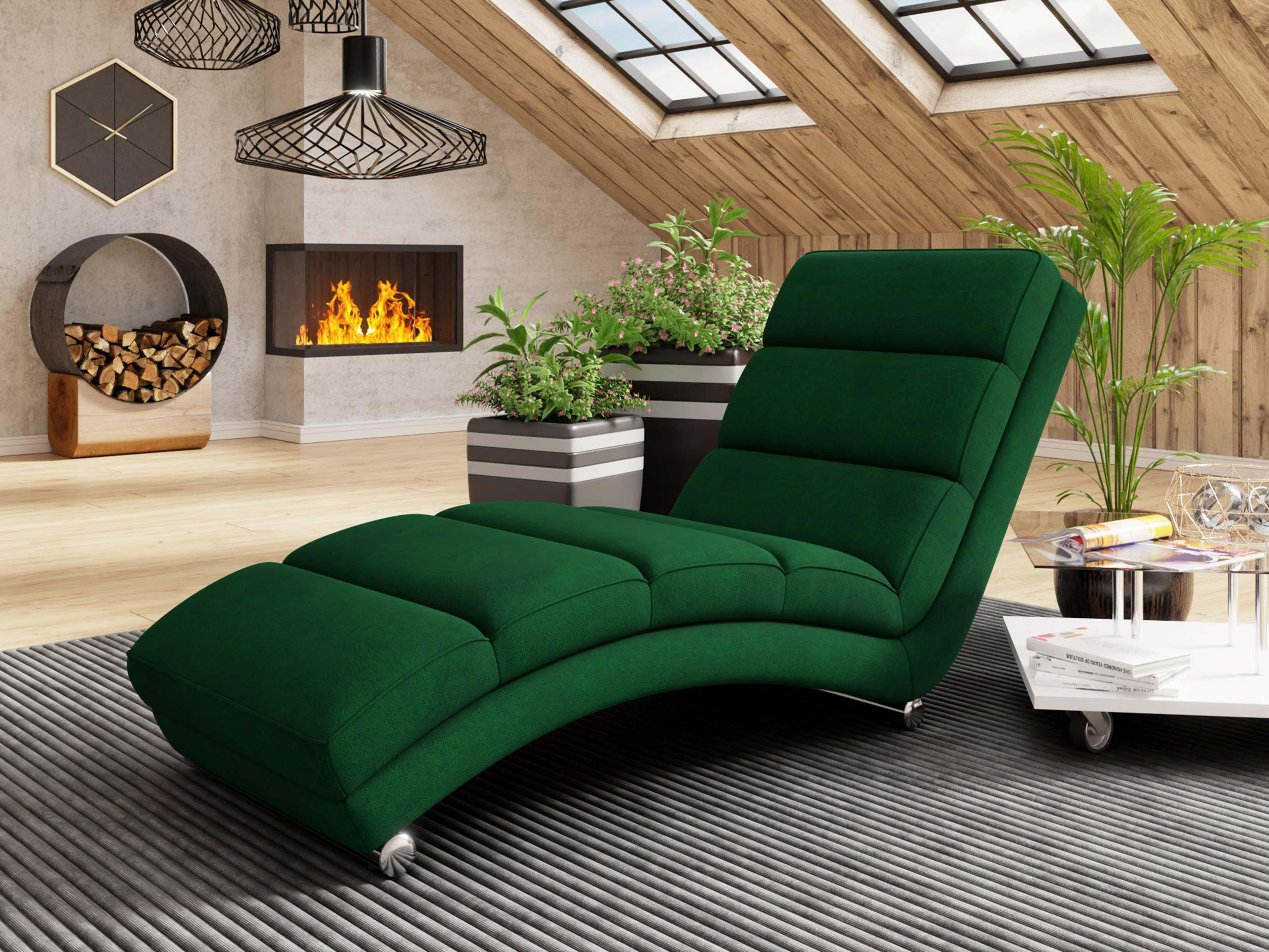 RELAXLIEGE Holiday - Smaragdgrün/Chromfarben, Holz (62/84/180cm) - MIRJAN24