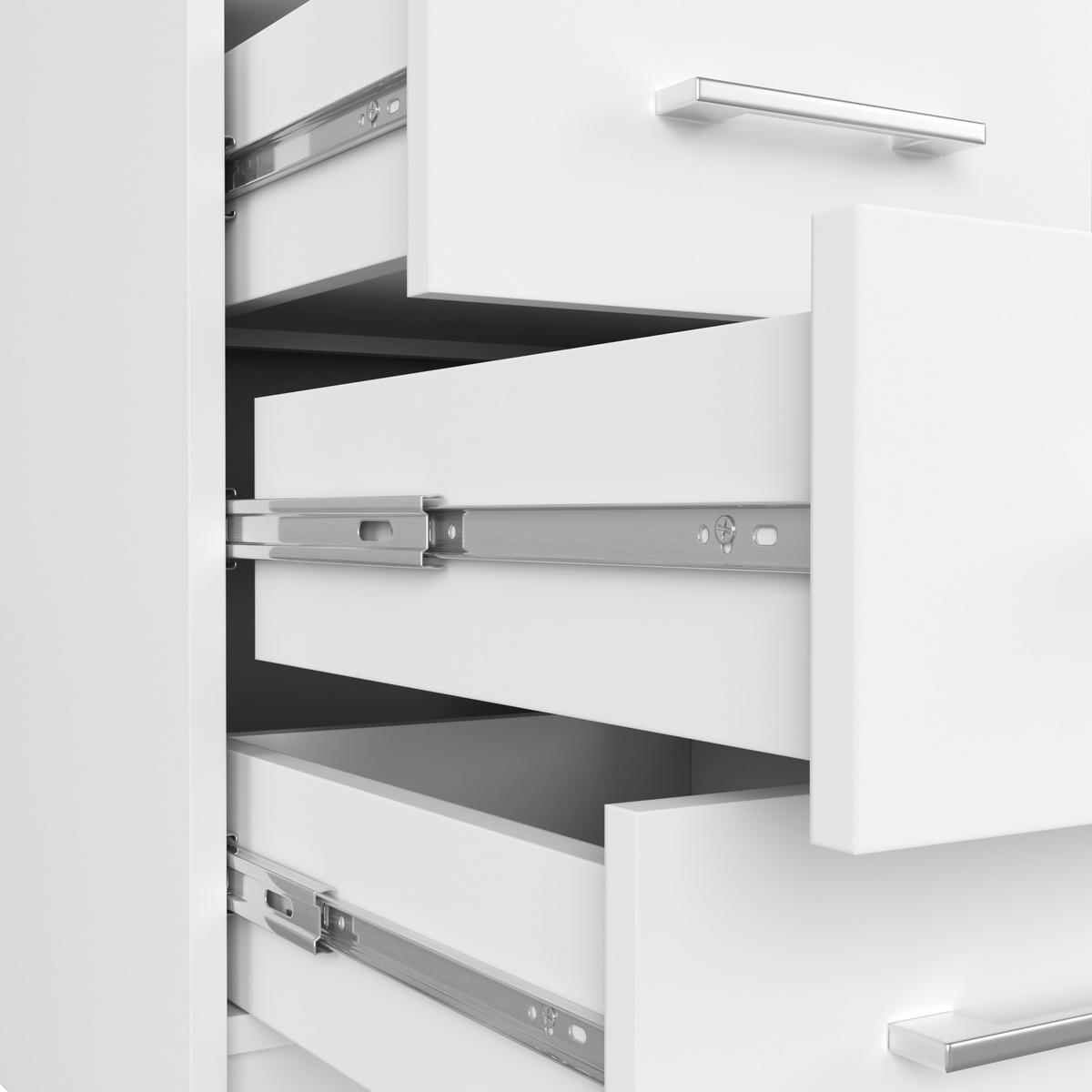 SCHREIBTISCH Weiß 124x52x74 cm - Silberfarben/Weiß, Holzwerkstoff/Kunststoff (52/124/74cm) - Akord