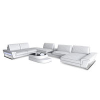 WOHNLANDSCHAFT Bari XXL - Schwarz/Weiß, Leder (456/89/329cm) - Sofa Dreams