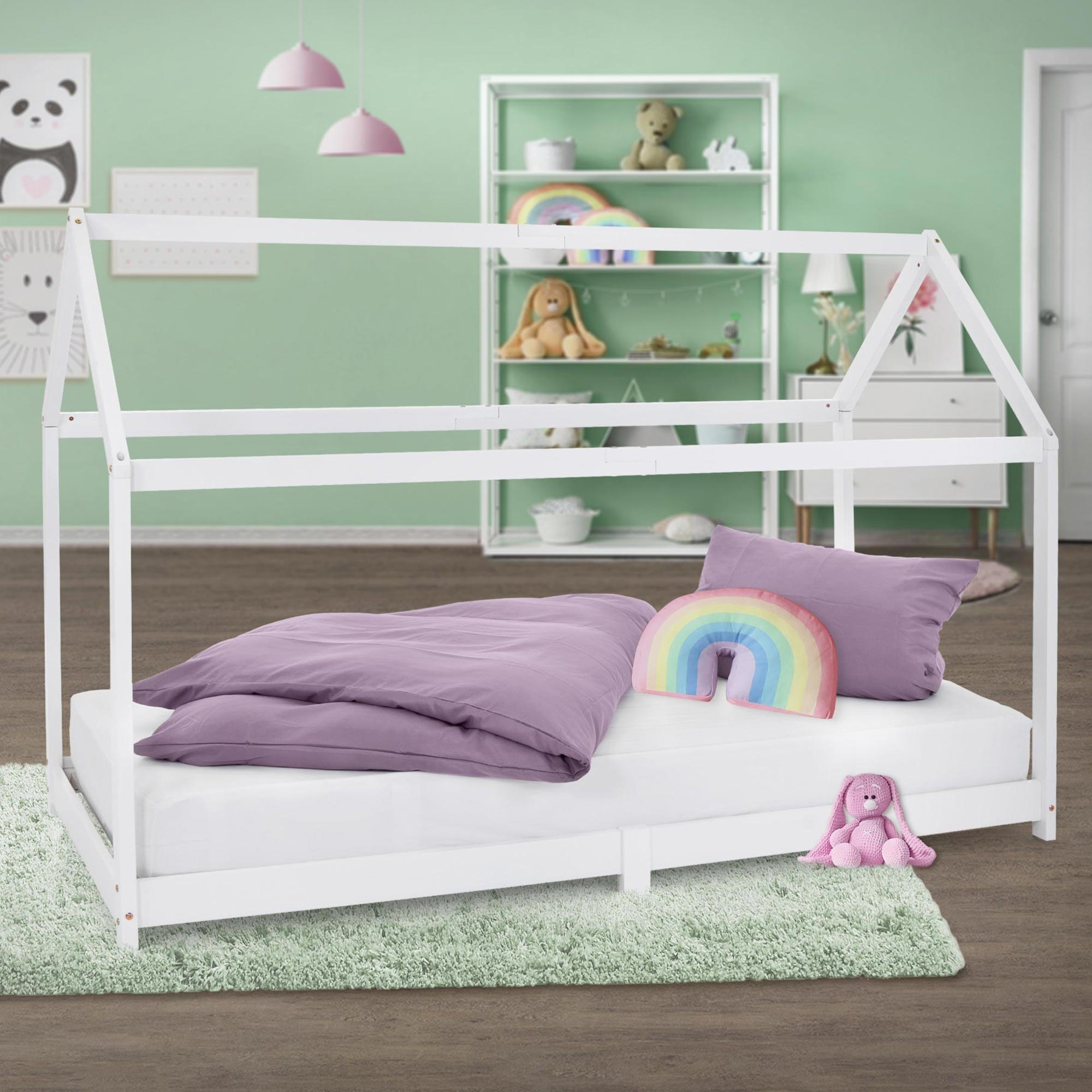 KINDERBETT mit Dach 90x200 cm Weiß - Weiß, Holz (90/200cm) - ML-DESIGN