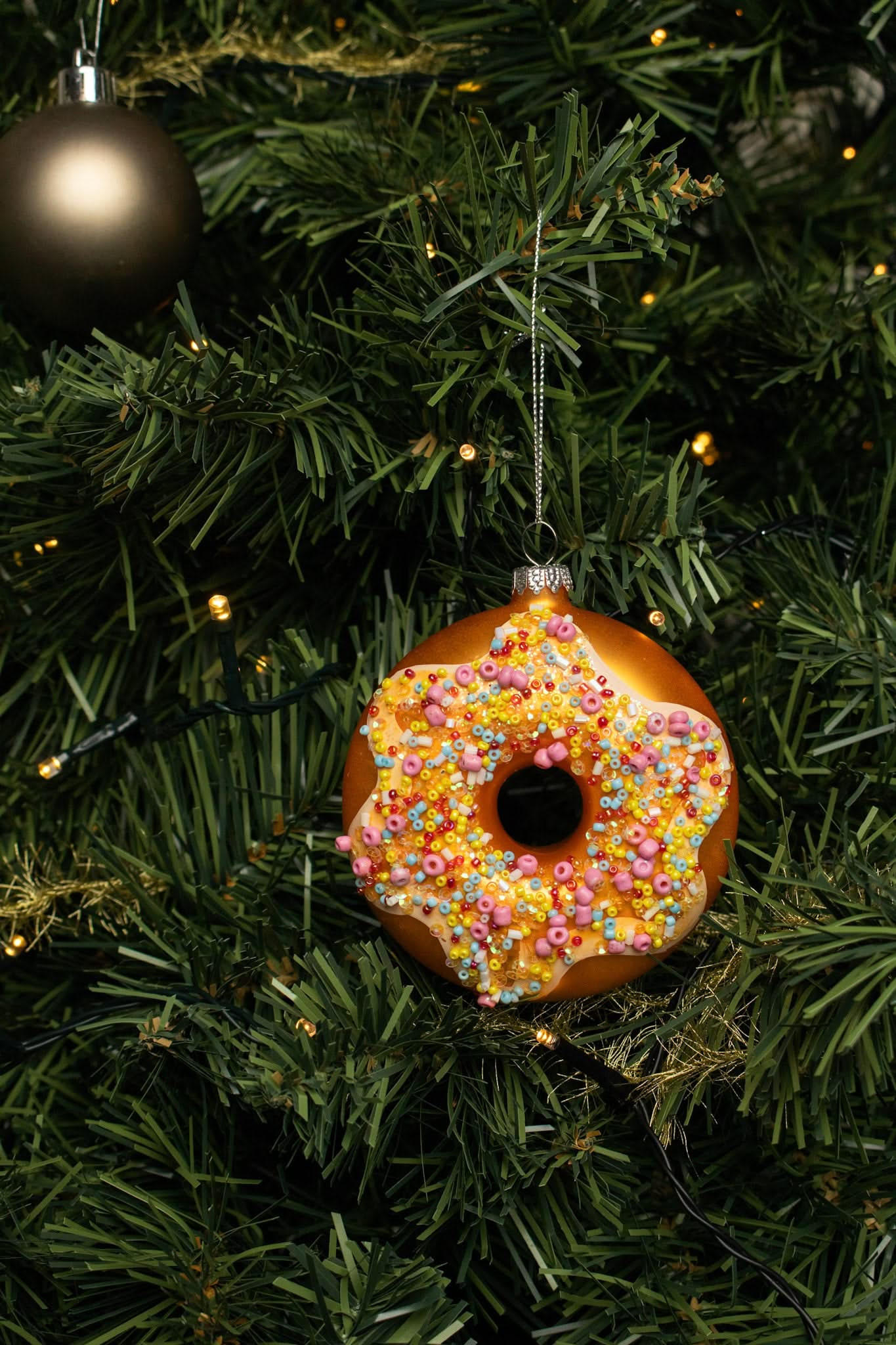 WEIHNACHTSKUGEL Donut Rosa Konfetti 10 cm - Multicolor, Glas (4/10/1cm)