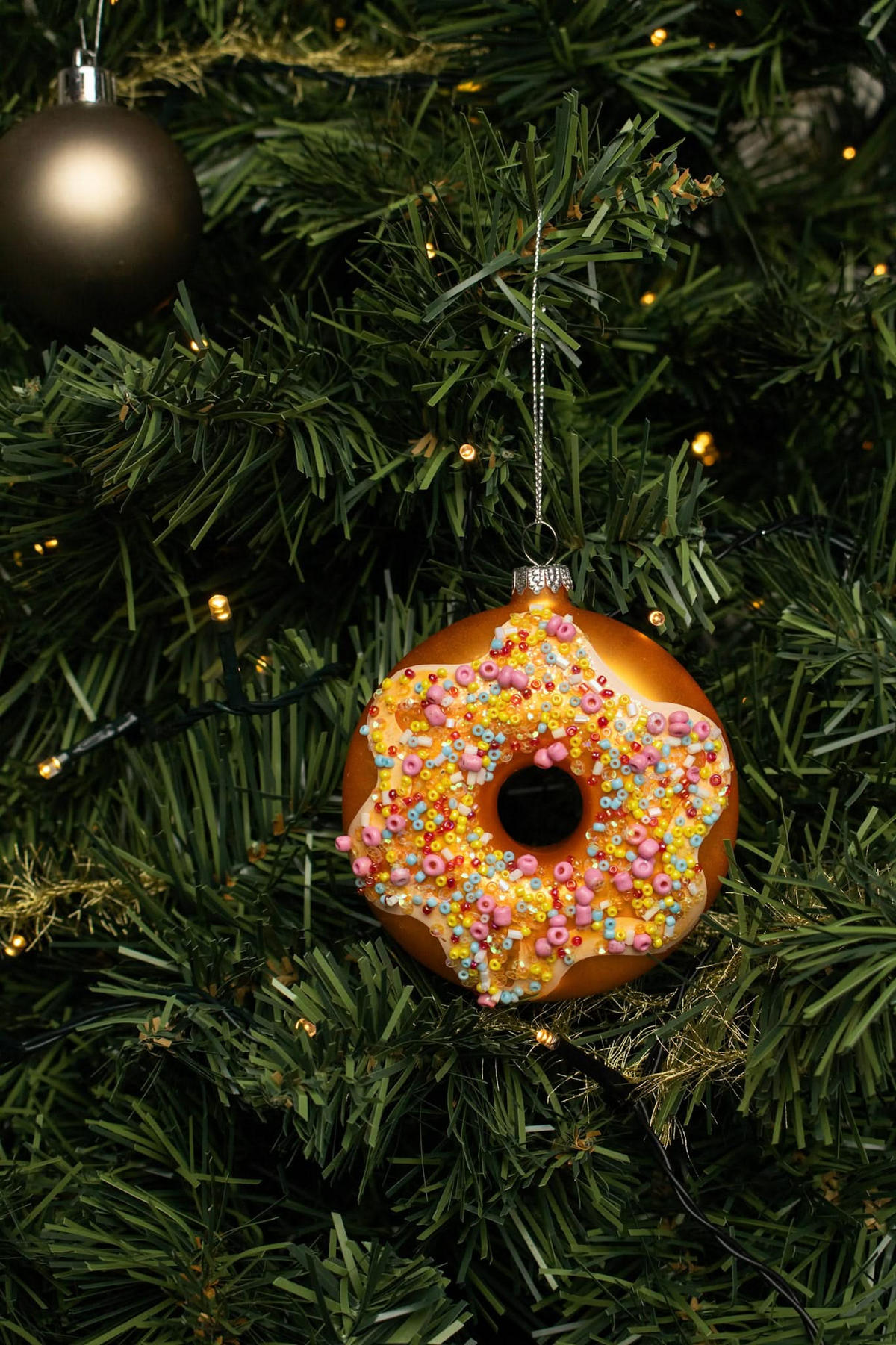 WEIHNACHTSKUGEL Donut Rosa Konfetti 10 cm - Multicolor, Glas (4/10/1cm)