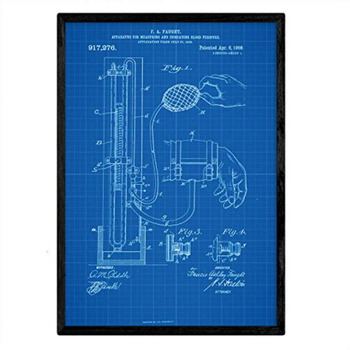 POSTER Sphygmomanometer Patent A3 Rahmenlos - Klar, Papier (29.7/5/42cm) - Nacnic