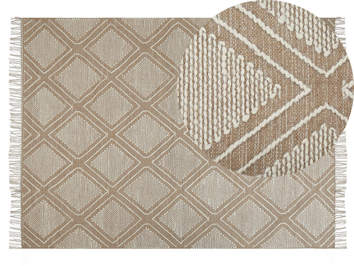 KURZFLOR-TEPPICH Kacem 200/140 cm - Beige, Textil (140/200cm) - Beliani