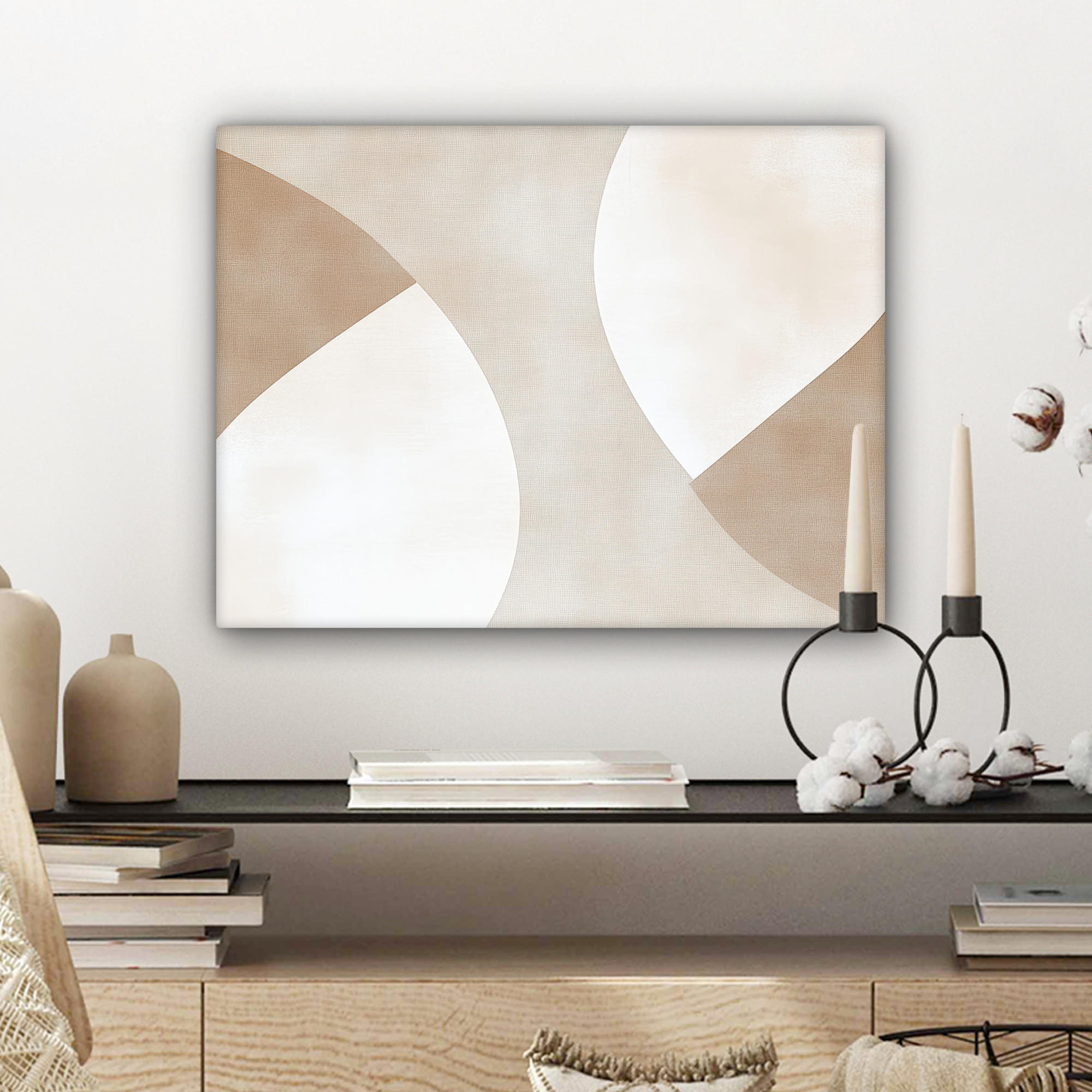 LEINWANDBILD Braun - Japandi - Abstrakt 40x30 cm - Sandfarben, Textil (40/30cm) - MuchoWow