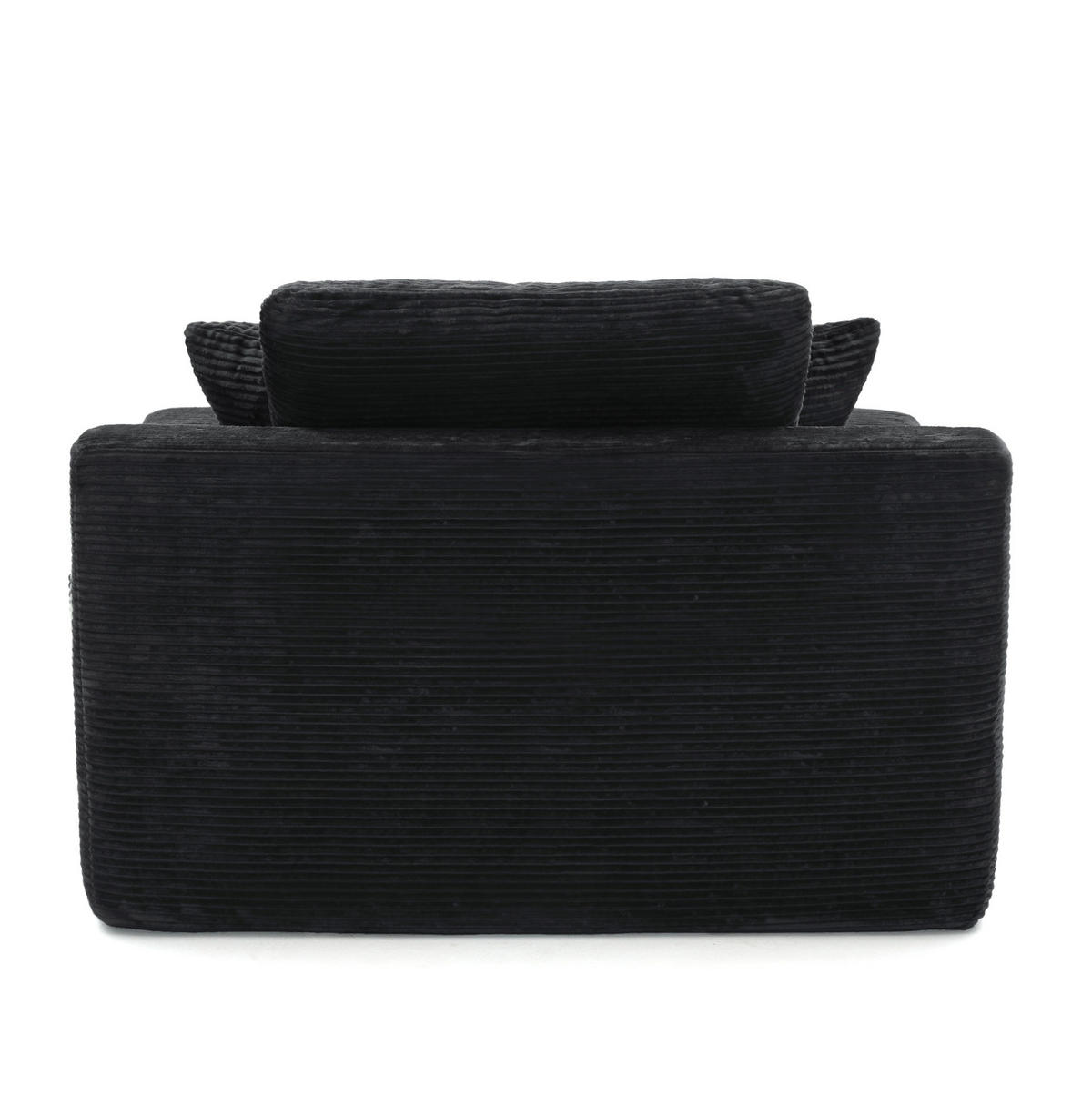 SOFA mit Seitentaschen und Kissen Cord Schwarz - Schwarz, Kunststoff (70/150/110cm) - Meubliv