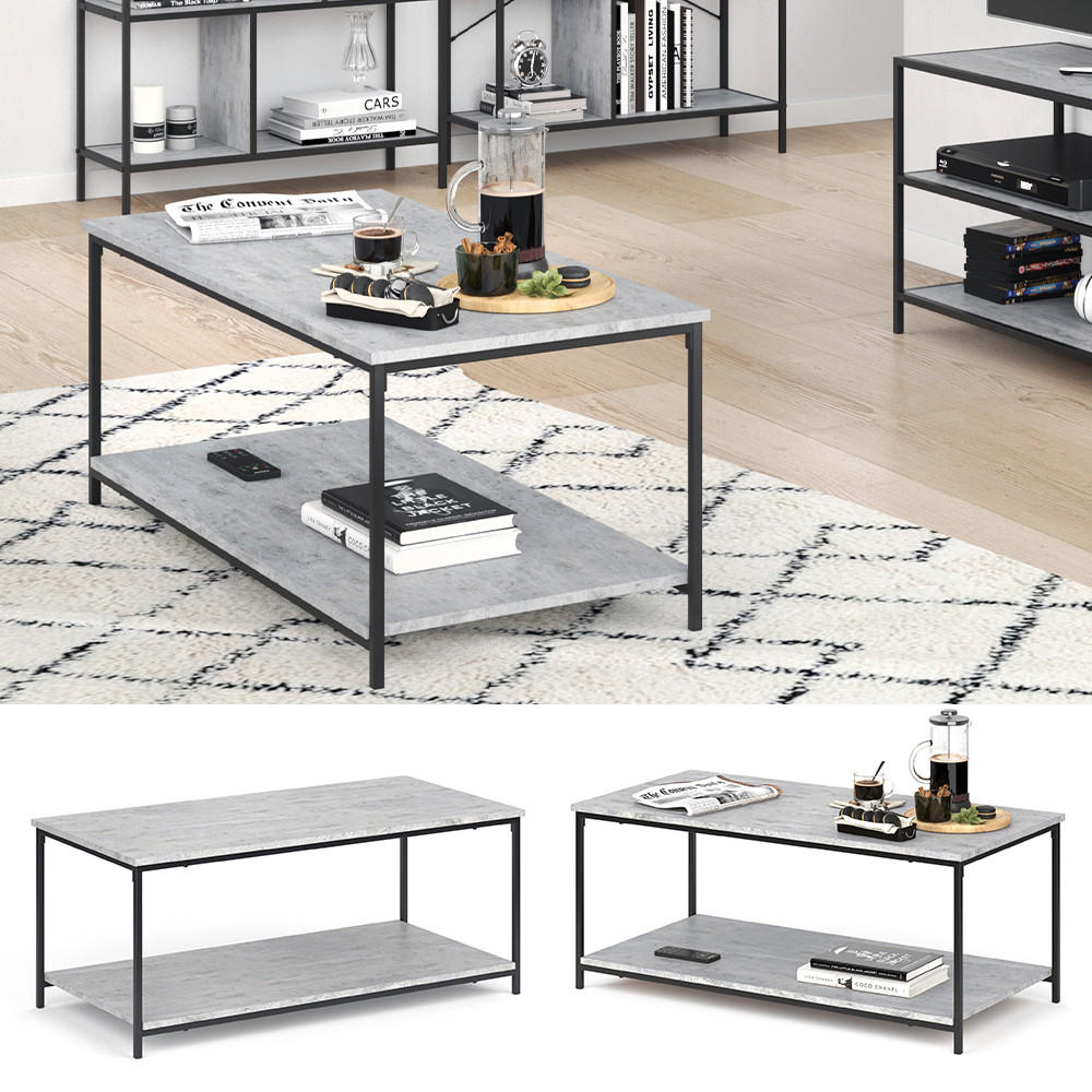 COUCHTISCH Fyrk Beton 108 x 52 cm - Schwarz/Grau, Holzwerkstoff (52/108/45cm) - Vicco