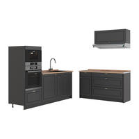 KUCHYNĚ Fame-Line, Anthrazit-Gold Landhaus/Antracit, 340 cm, PD Dub - antracitová, kompozitní dřevo (340/153.6/60cm) - Vicco