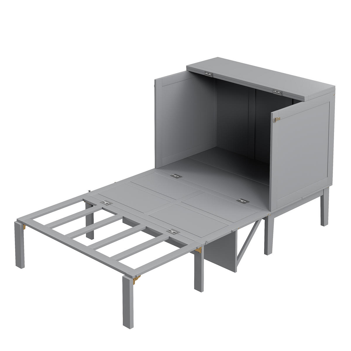 SCHRANKBETT 90/200 cm grau mit Lattenrost und Hochschrank-Design - Grau, Holz (90/200cm) - OKWISH