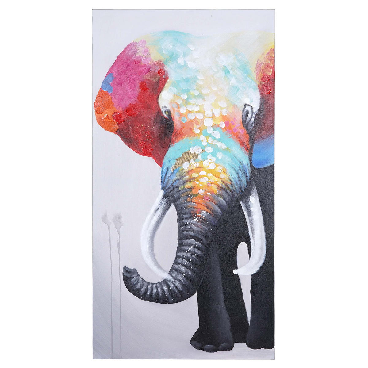 ÖLGEMÄLDE ELEFANT HANDGEMALT Mehrfarbig - Multicolor, Textil (70/140cm) - MCW