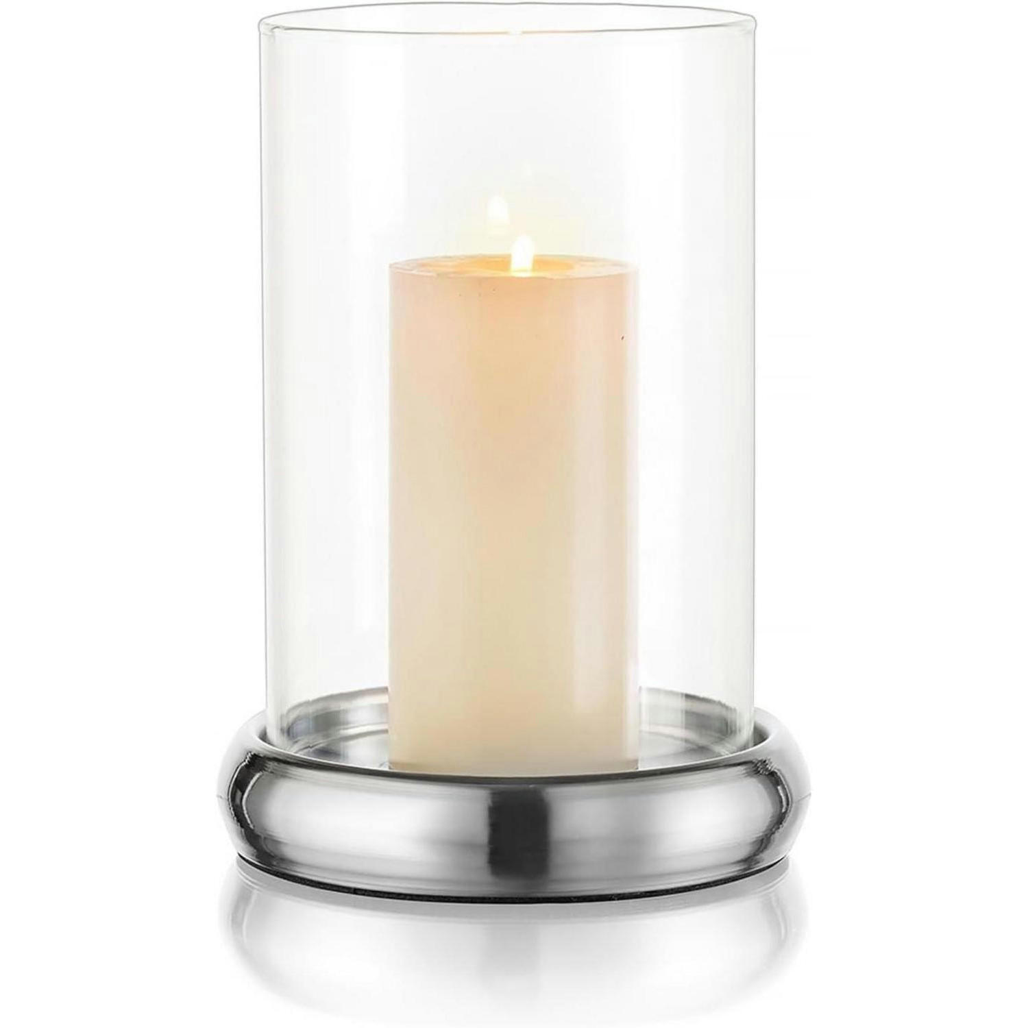 WINDLICHT Glas Kerzenständer Silber 14 cm - Silberfarben, Glas (13/20/13cm)