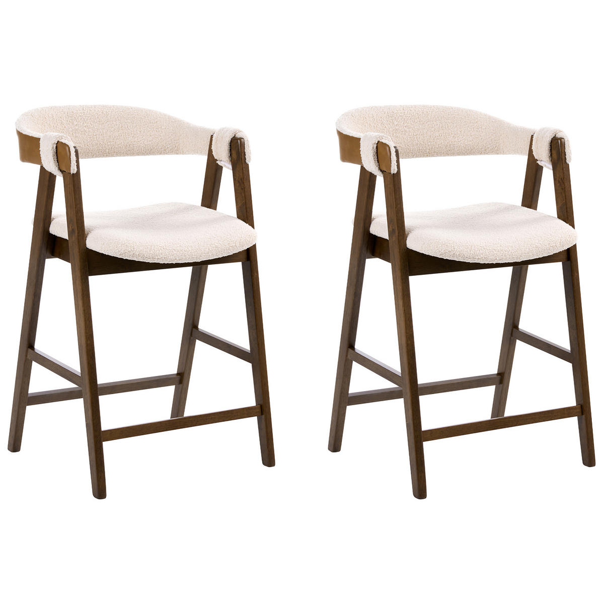 BARSTUHL 2er-Set Bouclé Braun/Hellbeige Day - Beige, Textil (52/88/62cm) - Beliani