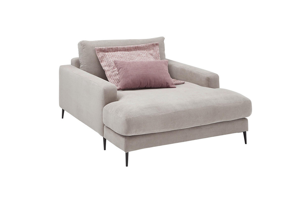 LONGSEAT CARA Beige Cord - Beige/Schwarz, Textil/Metall (132/84/170cm) - KAWOLA
