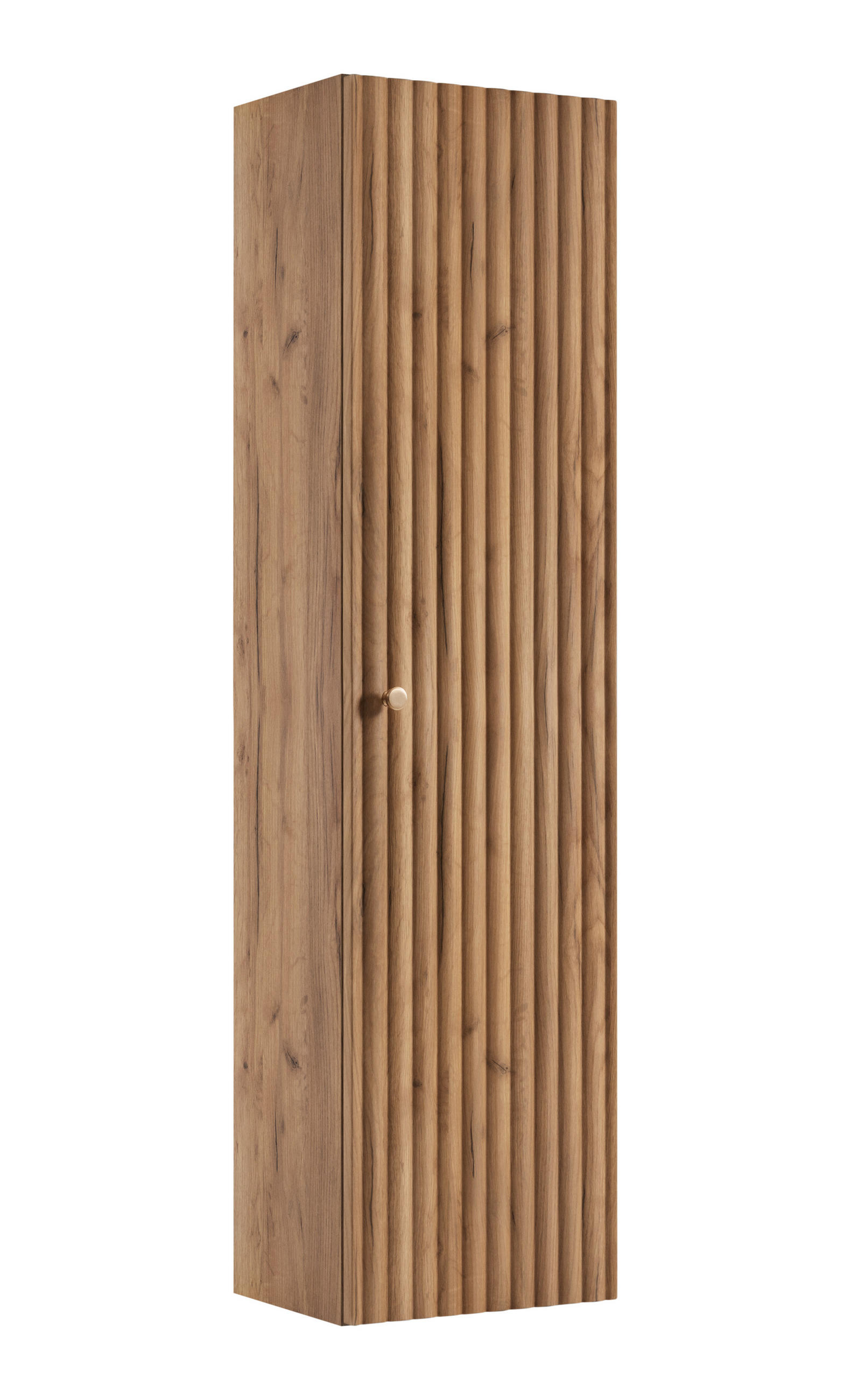BADEZIMMER-HOCHSCHRANK: Craft Eiche Gold / Griffe Gold, 35 x 27 x 136 cm - Eichefarben/Goldfarben, Holzwerkstoff (35/136/27cm) - 3XE LIVING