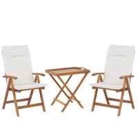 BALKONSET 2-Sitzer Akazienholz hellbraun verstellbar Auflagen cremeweiß Java - Hellbraun/Weiß, Holz/Textil - Beliani
