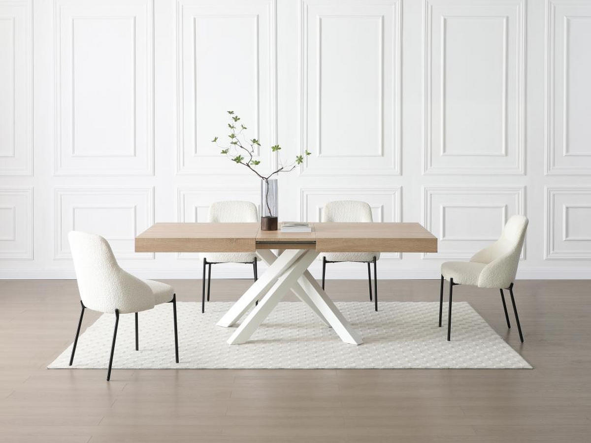 ESSTISCH ausziehbar - 6 bis 10 Personen - MDF & Metall - Holzfarben & Weiß - CATONAV - Naturfarben, Holz (240/90/75cm) - Vente-Unique
